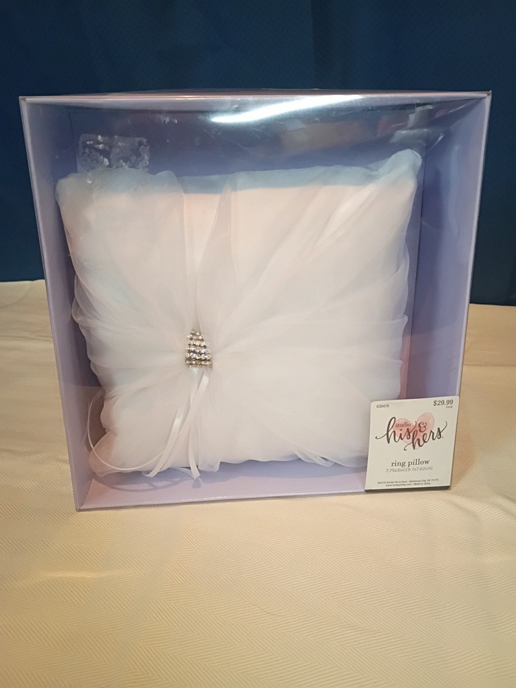 White Satin Bowknot Ring Bearer Pillow Cushion Ceremony Wedding