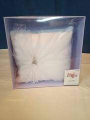 White Satin Bowknot Ring Bearer Pillow Cushion Ceremony Wedding