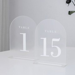 UNIQOOO Frosted Arch Wedding Table Numbers with Stands 1-15, 5×7 Acrylic Sign…