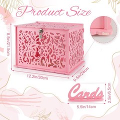 Pink Wedding Card with Lock, PVC Gift Card for Wedding Reception Decorations,…