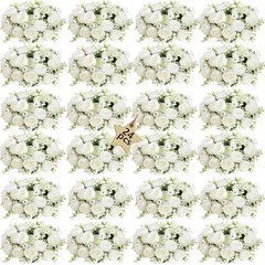 White Artificial Flowers Bouquet – 24 Bundles – Lifelike Silk Peonies