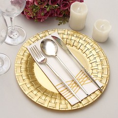 10 pcs Plastic GOLD with Basketweave 10″ PLATES Disposable Party Wedding SALE