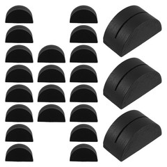 24Pcs Rustic Wood Place Card Holders for Wedding Tables Black Semi Circle Stand