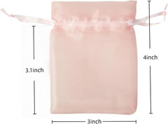 QIANF 20 Pcs Pink Organza Gift Bags 3×4 Inch Drawstring Jewelry Favor Pouches