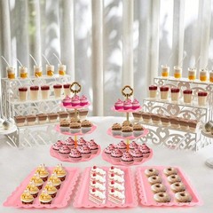 10Pcs Cake Rack Set 3 Double 3 Triple Layered Cupcake Stands 4 Appetizer Trays F