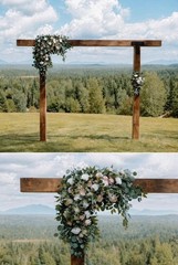 Pink & White Wedding Arch Arrangement, 3 Pieces.