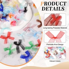 52 Pcs Mini Ribbon Bows, 2″ Tiny Bows Organza for Crafts, Mixed Colors
