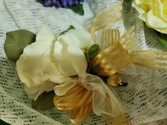 Lot of 4 Vintage Corsage Wedding Prom Gold yellow red purple Rose Corsage parts