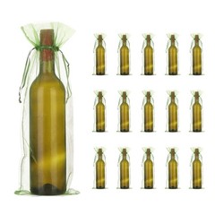 14 x 5 Inch Organza Wine Bags 40 Pcs Gift Wrap Bags for Wedding Favors Green