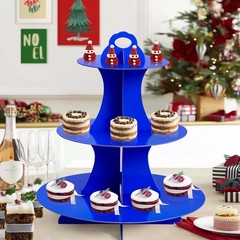 Soleebee 3-Tier Round Cupcake Stand, Cardboard Tower, 12″, Dark Blue