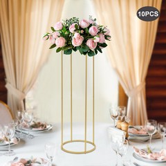 Detachable Cylindrical Golden Flower Stand Party Wedding Table Flower Rack 10pcs