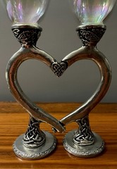 Fellowship Foundry Celtic Knots Hearts Pewter Glasses & Cake Server Wedding Set