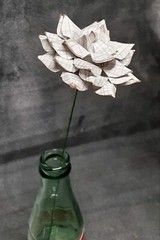 Handmade Paper Flower on stem (Gray Pattern No.6) for Wedding, St. Valentine’s