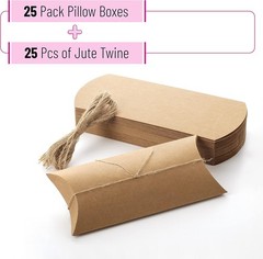 Mr. Pen Kraft Pillow Boxes, 6.3×3.4×1.3 in, 25 Pack with Jute Twines, Brown, NEW