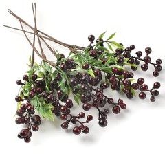 Artificial Berries, 6Pcs Lifelike Berry with Stems Fake Christmas Dark Red
