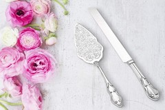 Silver Wedding Cake Serving Set Elegant Cutting Knife Server Party Event Use
