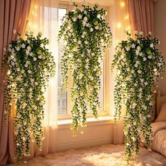 8pcs Artificial Plant Fake Eucalyptus Fern Hanging Flowe Vine Garden Home Decor