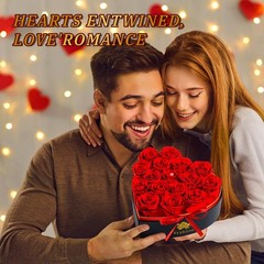 Forever Red Roses in a Heart Shaped Box 16 Preserved Flowers for Heart-red