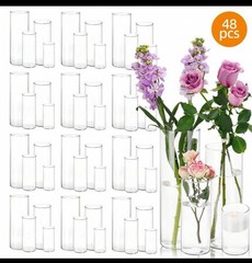 Clear Glass Cylinder Vases – 4, 6, 8, 10 Inch Tall
