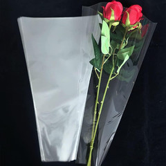 100 Pcs Clear Plastic Flower Cellophane Bags Transparent Bouquet Sleeves Rose Pa