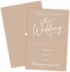 Wedding Invitations – Minimalism Brown – 25 Wedding Invites With Envelopes, Doub