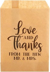 100 Pack Love and Thanks From the New Mr & Mrs for Wedding, Party Favor Bags for