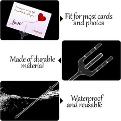 100pcs Plastic Floral Pick Card Holders Clear Fork Shaped Flower Place Card