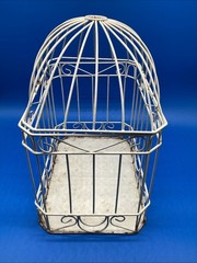 Vintage White Wire Bird Chubby Chic Wedding Card Box Decor Metal Scrollwork