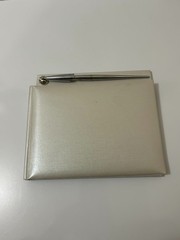 Wedding Guest Book Register Pearl White Silver Pen Set