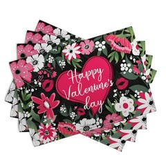 Happy Valentine’s Day Placemats Set of 4 Valentine 18x12inch Flowers Heart