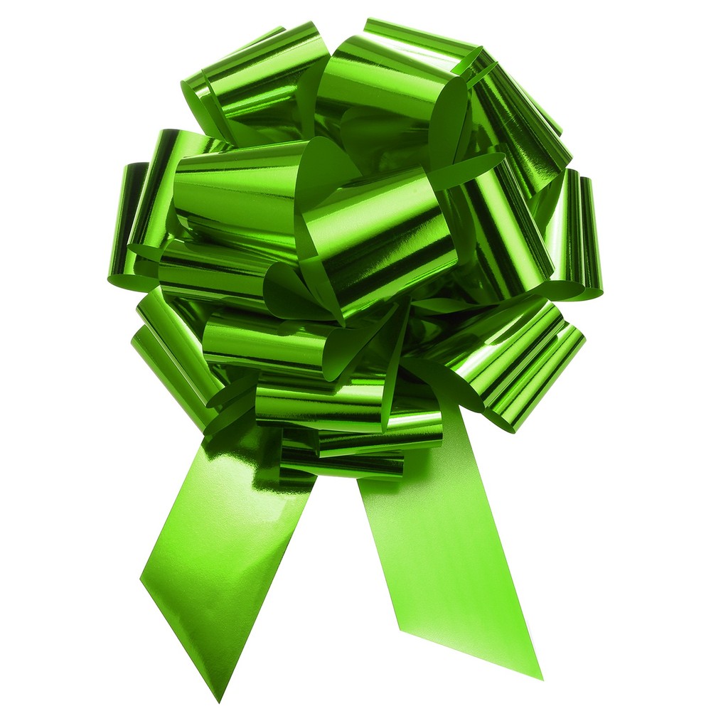 18 Inch Extra Giant Large Pull Bow Christmas Metallic Ribbon Lawn Green