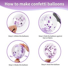 65 Pcs 12 Inches Lavender Balloons Metallic and Confetti Balloons for Purple