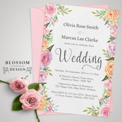 Personalised Wedding Day / Evening Invitations with Envelopes (W1)