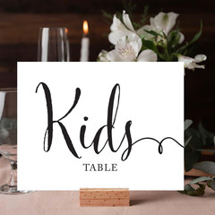 Wedding Party Signs, Formal Black and White Print, 8.5×11-inch, Kids Table Sign,