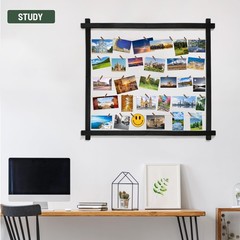Wood Picture Frames Collage,Photo Display With 30 Clips,Hanging Picture Board…