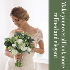 Set of 8 Bridesmaid Bouquets 7 Inch White Wedding Bouquets Faux Flowers Rustic F