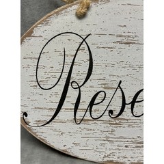 Reserved Signs Set of 5 Home Decor White Distressed Rustic Wood Oval New