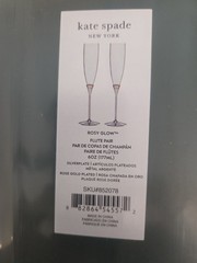 Rosy Glow 6 Ounch Flute Pair By Kate Spade! New!
