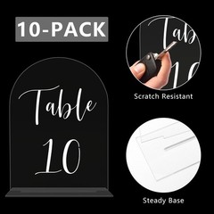 JOYIT Arch Wedding Table Numbers 1-10 Number 1-10, Clear White Font
