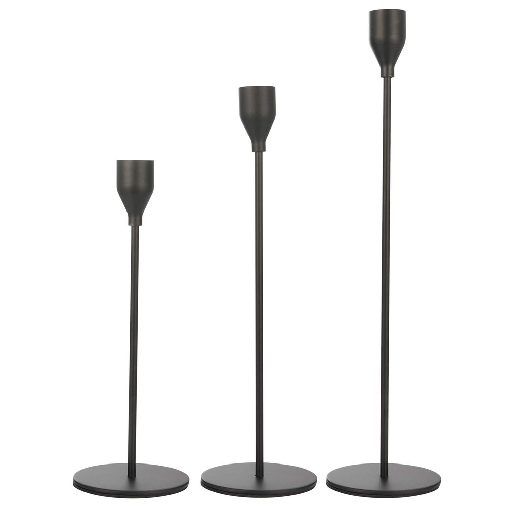Anndason Set of 3 Black Candlestick Holders – S+M+L (3 Pcs/set),
