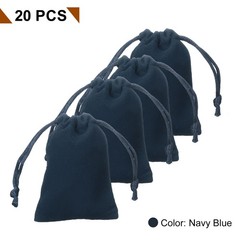 20pcs Velvet Gift Bags 2″ x 2.8″ Drawstring Jewelry Pouches Navy Blue