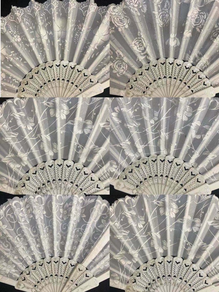 50pc White Silver Fans w/ gift bag Wedding Favor Party Favor Spring Summer Beach