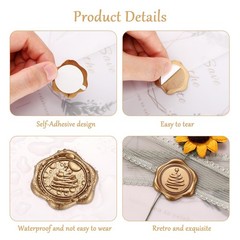 Yoption Christmas Tree Wax Seal Stickers, 50 Pieces Antique Gold Self Adhesiv…