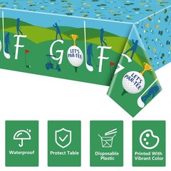 2 Pack Golf Party Tablecloths, 51×87» Plastic Disposable Rectangle Golf Tabl…