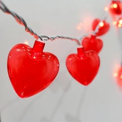 8.5Ft Heart String Lights, Valentine Decoration Lights with 10 Red Heart Lights