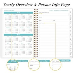 2026-2027 Monthly Planner – January 2026 – June 2027, Two 6.4″ x 8.5″ Pink