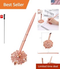 Lightweight Rose Gold Signing Pen Set in Hollow Round Holder for Special Events