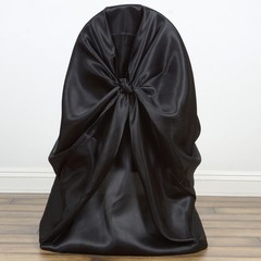 10 BLACK SATIN UNIVERSAL CHAIR COVERS for Wedding Reception Party Decorations