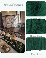 Cheesecloth Table Runner 13 Ft and 13Ft Table Runner + 12 Napkins Emerald Green