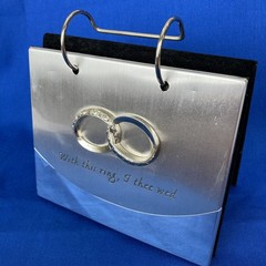 Malden Photo Album Silver Tone 4×6 Wedding Flip Display ~ With This Ring